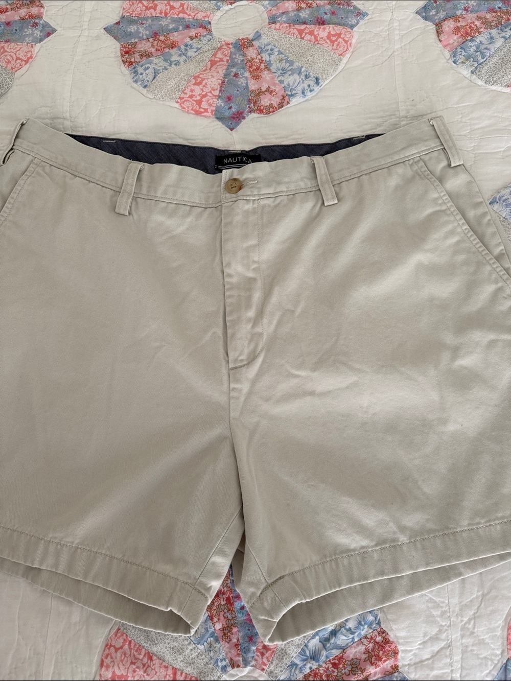 Nautica Men's Light Khaki Flat-Front Shorts